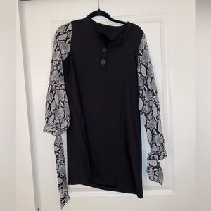 Black dress with printed sleeves